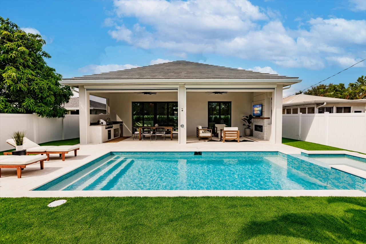 Pool and outdoor living at Paradise Cove